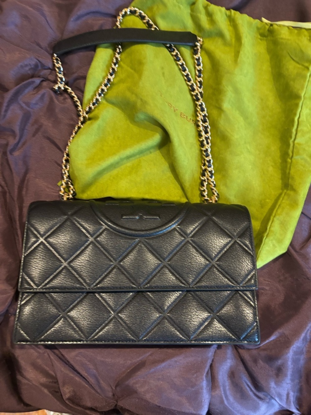 Tory Burch Fleming Convertible quilted bag black leather